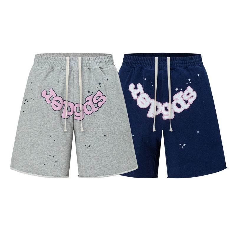 Spiderweb Shorts French Terry Fashion: Spring/Summer High-Street Euro-American Style