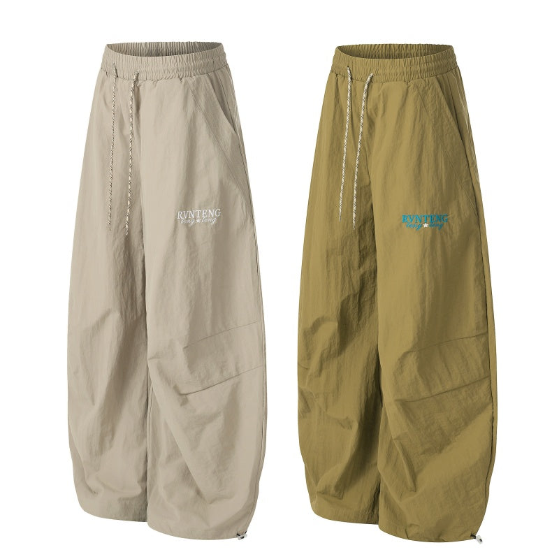American-style streetwear harem pants Textured Crinkle Parachute Barrel Trousers