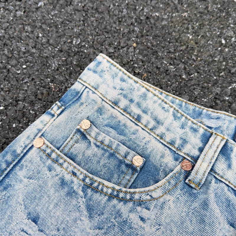 Lightning Pattern Jeans High-quality high-street pure cotton trousers