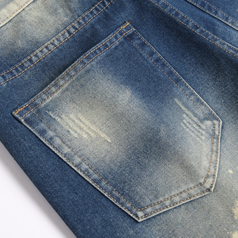 Denim shorts High-quality trendy Distressed with holes casual pure cotton Non-stretch plus-size men's clothing