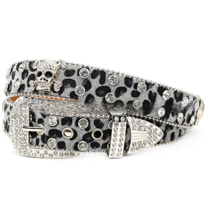 Hip-hop punk rhinestone belt skull punk style