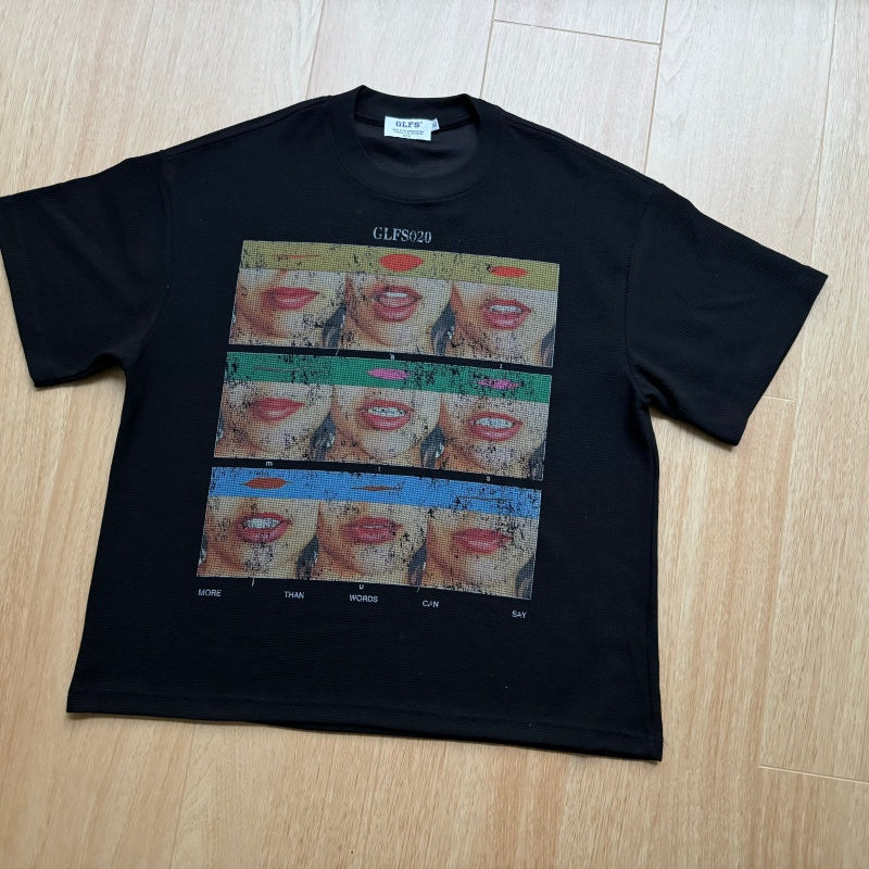 Unisex vintage T-shirt White ink direct spraying