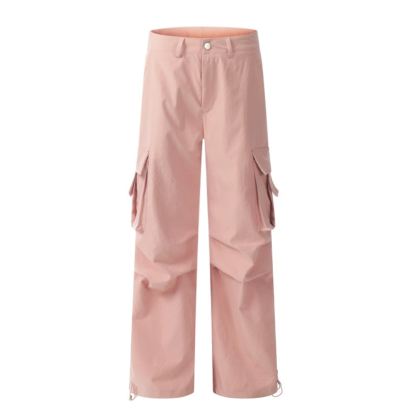 American-style streetwear harem pants Oversized Side Pocket Ruched Casual Cargo Bottoms