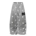 American-style streetwear harem pants Elastic Waist Star & Number Retro Street Outfit