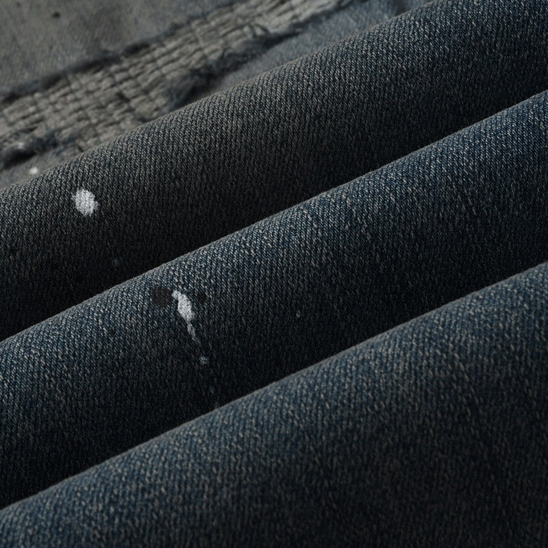 Purple brand Jeans High-quality pure cotton streetwear trousers Glossy ink-splatter finish