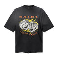 Saint Michael T Shirts Distressed Black Love and Abuse Theater Face Street Top