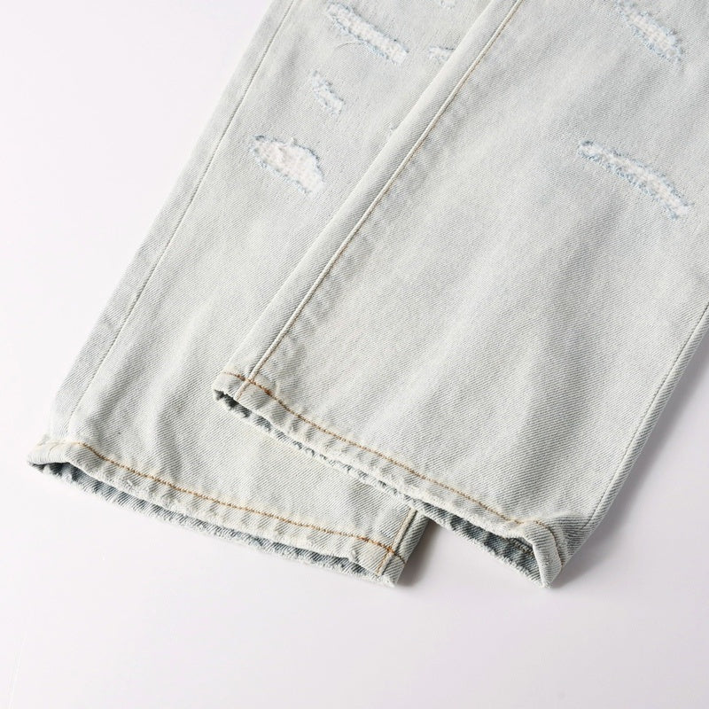 Purple brand Jeans High-quality pure cotton streetwear trousers Distressed loose straight-leg trousers