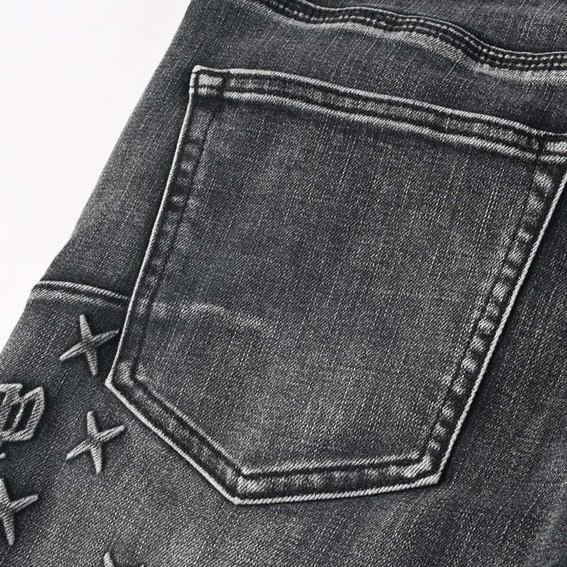 Purple brand Jeans High-quality pure cotton streetwear trousers embroidery