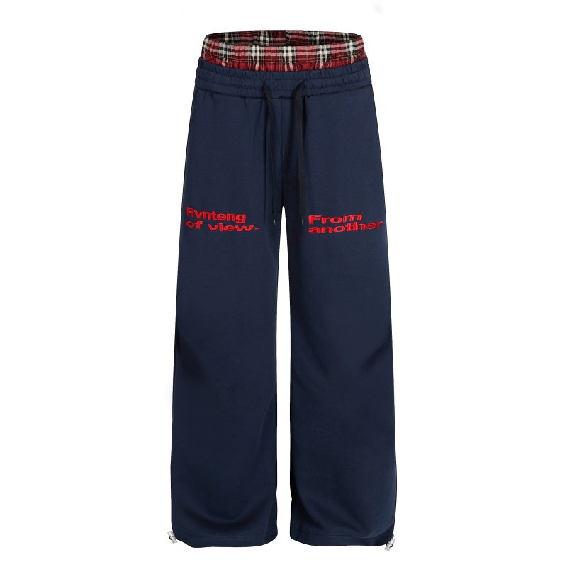 American-style streetwear harem pants Grunge Plaid Waistband Letter Relaxed Joggers