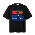 RHUDE T Shirts Distressed Stacked‑R Retro‑Color Typography