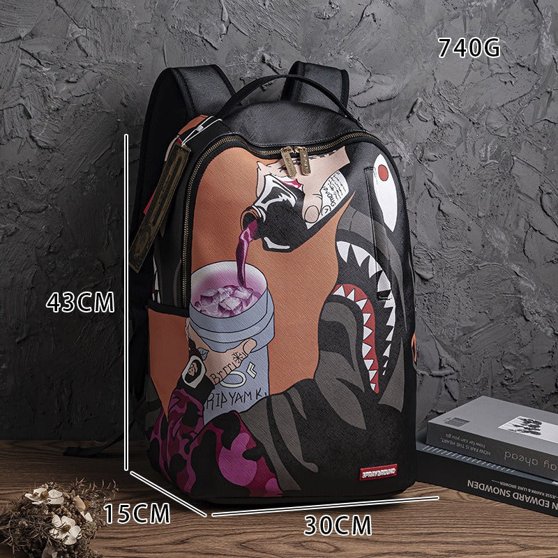RIP ME OPEN Bag Shark teeth Personality creative backpack Shark funny ugly cute backpacking large capacity luminous