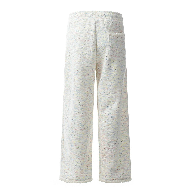 American-style streetwear harem pants Pastel Sprinkle Knit Relaxed Wide Bottoms Cotton-padded trousers