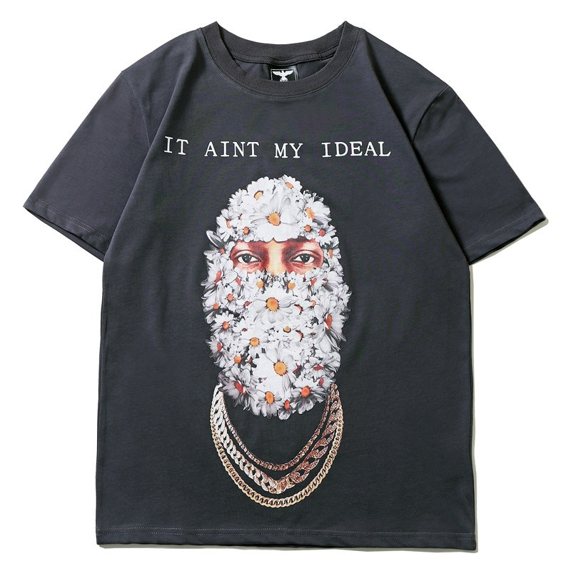 Mens T-shirt Vintage American-style Trendy brand *Stranger Things* chrysanthemum portrait print