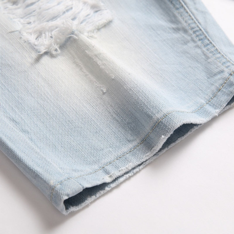 Denim shorts High-quality trendy casual pure cotton Non-stretch plus-size men's clothing