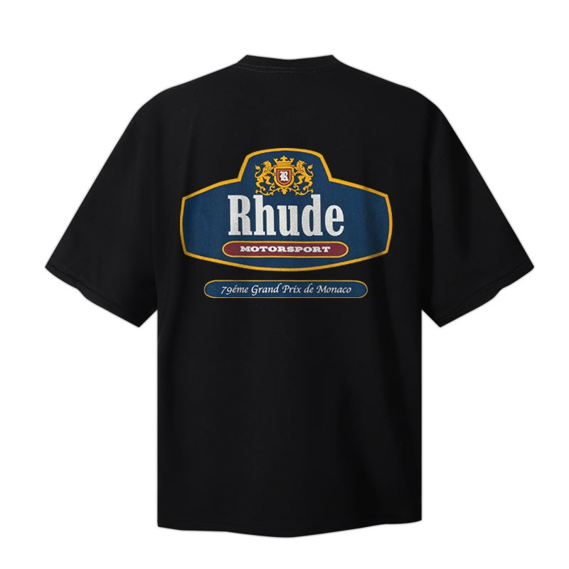 RHUDE T Shirts Dual-Side Antique Tag Motif
