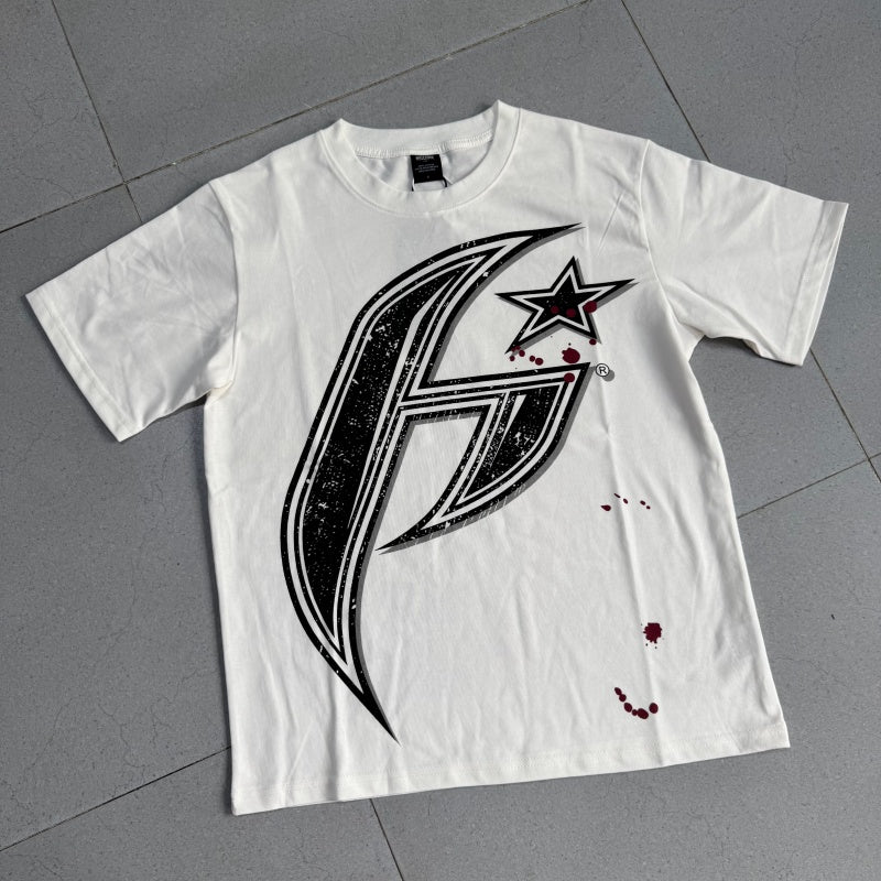 Vintage-style American T-shirt Jagged Blade Star Grunge Motif