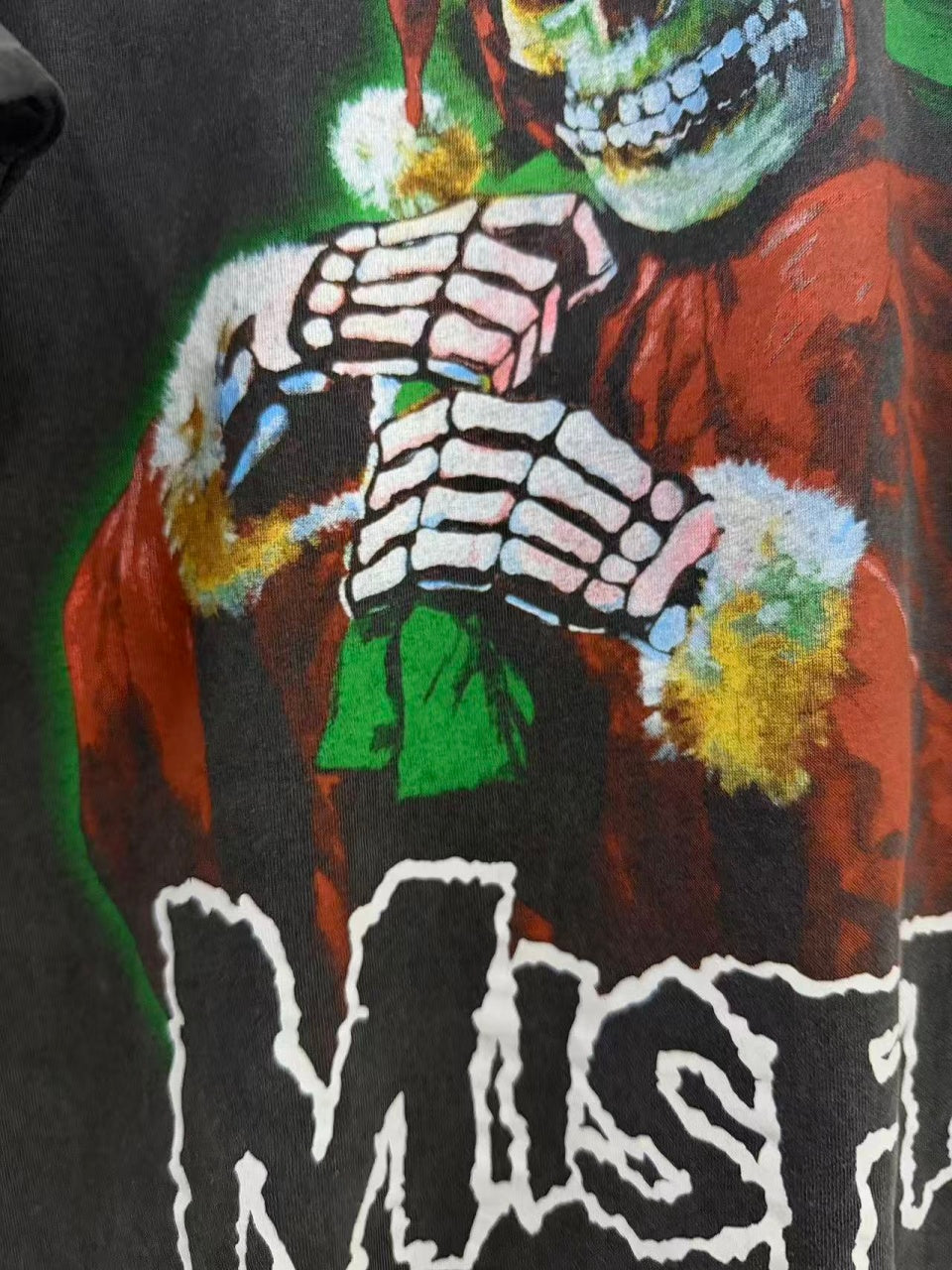 Vintage style washed summer wear T shirt Santa Claus skull