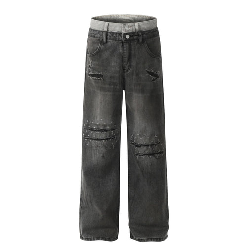 American-style streetwear harem pants Oversized Relaxed Fit Destroyed Denim Pants