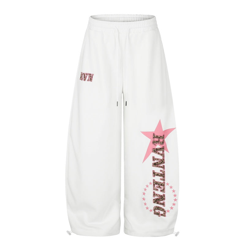 American-style streetwear harem pants Retro Star Circle Letter Print Streetwear Bottoms