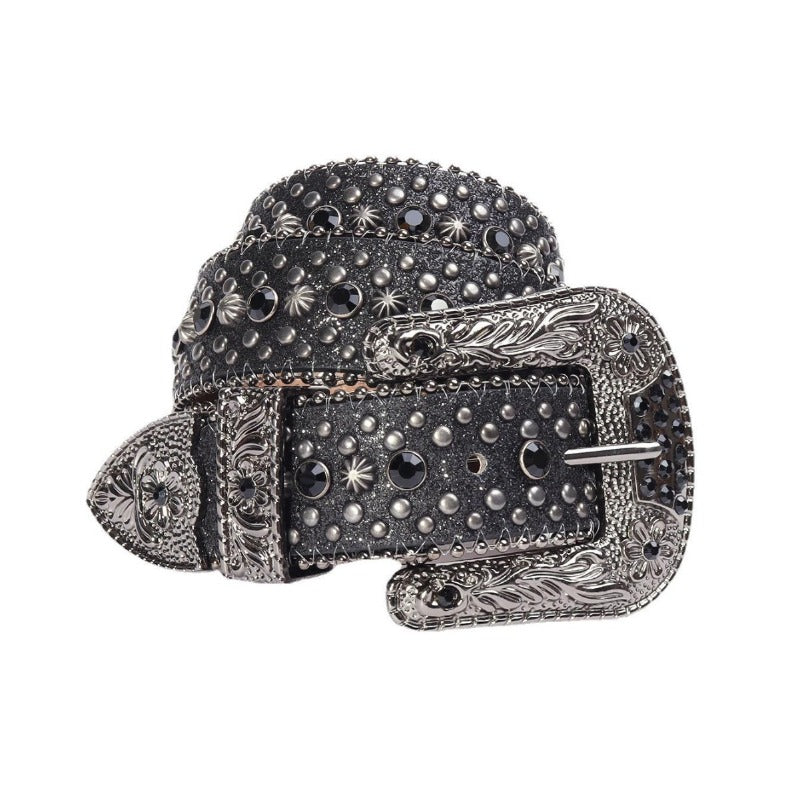 Hip-hop punk rhinestone belt alloy pin buckle