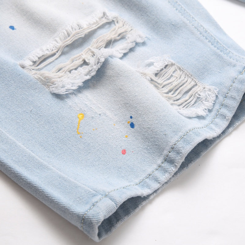 Denim shorts High-quality trendy casual pure cotton Non-stretch plus-size men's clothing