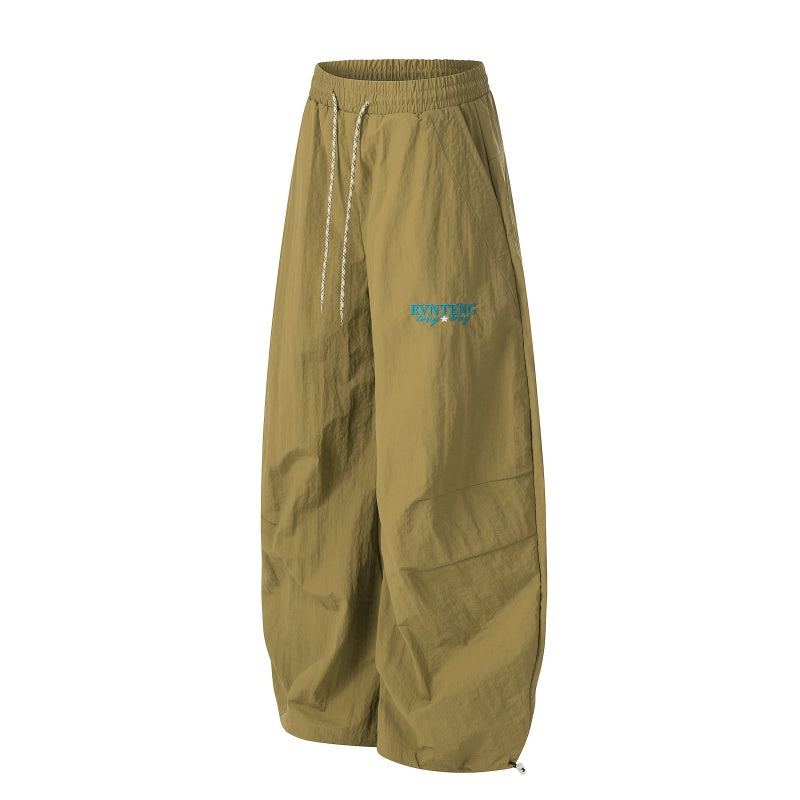 American-style streetwear harem pants Textured Crinkle Parachute Barrel Trousers