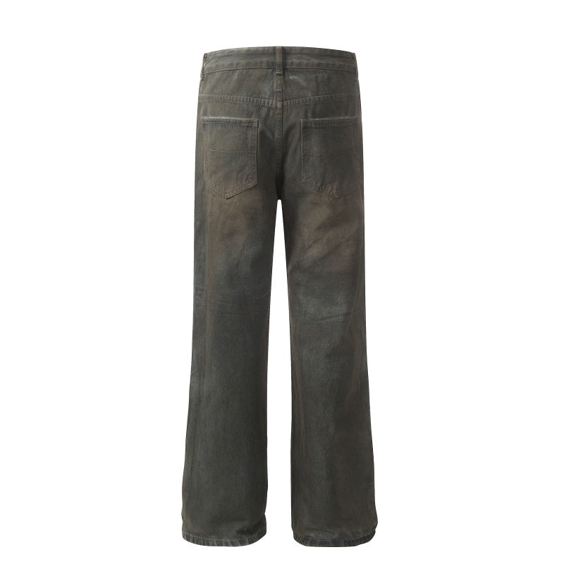 American-style streetwear harem pants Heavy Crease Vintage Distressed Denim Pants