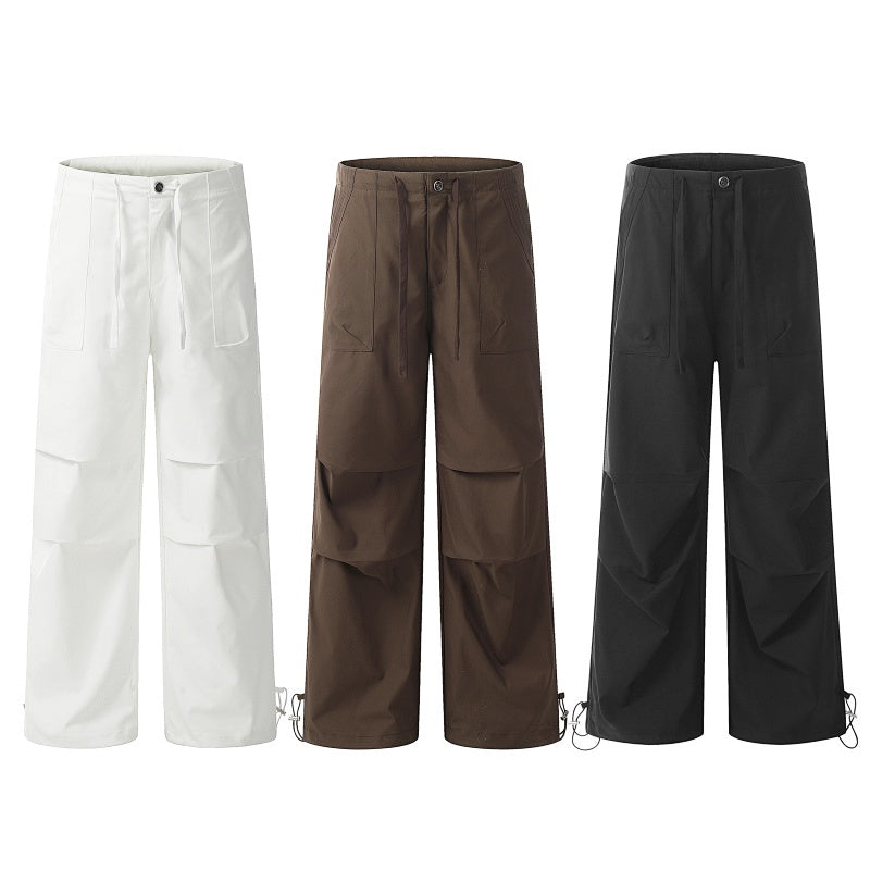American-style streetwear harem pants Adjustable ankle drawstring hem detail