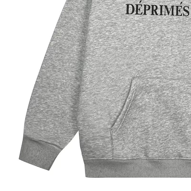 ERD Hoodie Heather Grey Fleece Lined Hoodie Front Classic Serif Letter Print