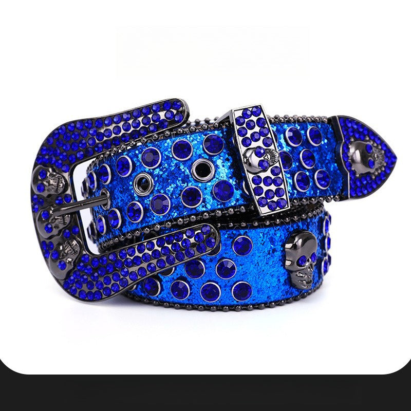 Hip-hop punk rhinestone belt kids skull accessories