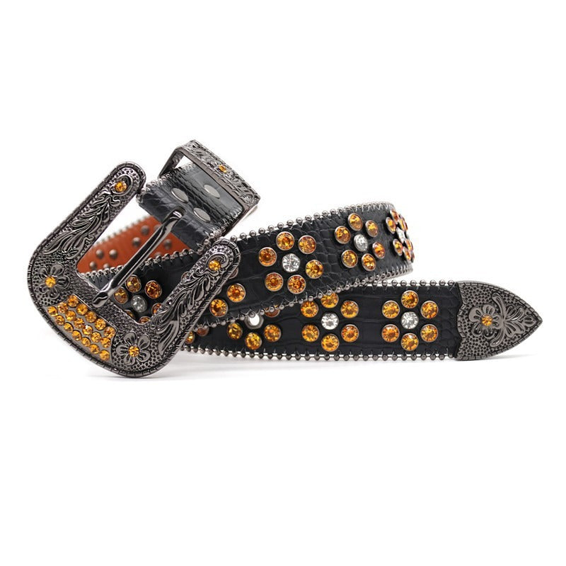 Hip-hop punk rhinestone belt punk style