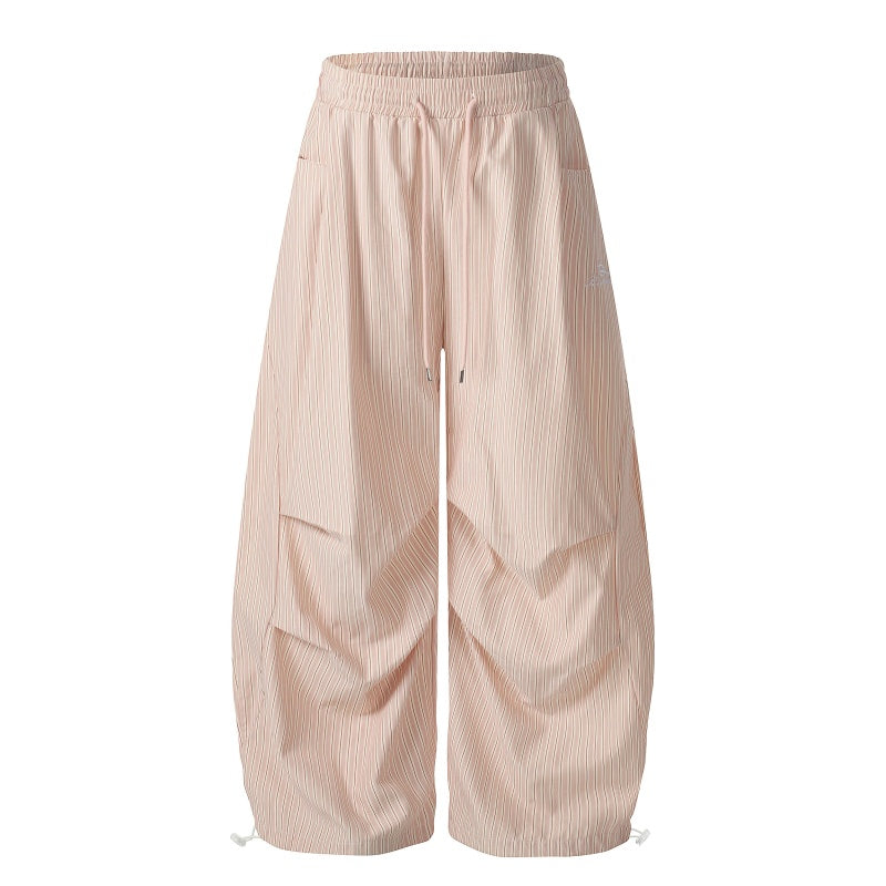 American-style streetwear harem pants Adjustable Hem Soft Tone Bubble Fabric Trousers