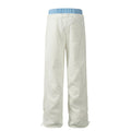 American-style streetwear harem pants Gray black dual-tone wide leg sweatpants plus fleece