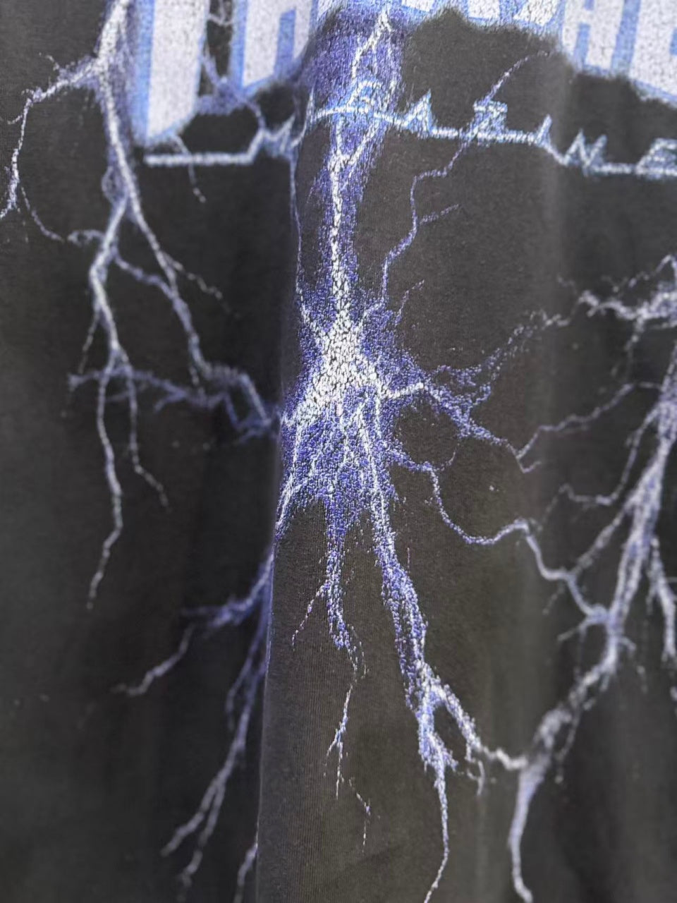 Vintage style washed summer wear T shirt Purple Lightning