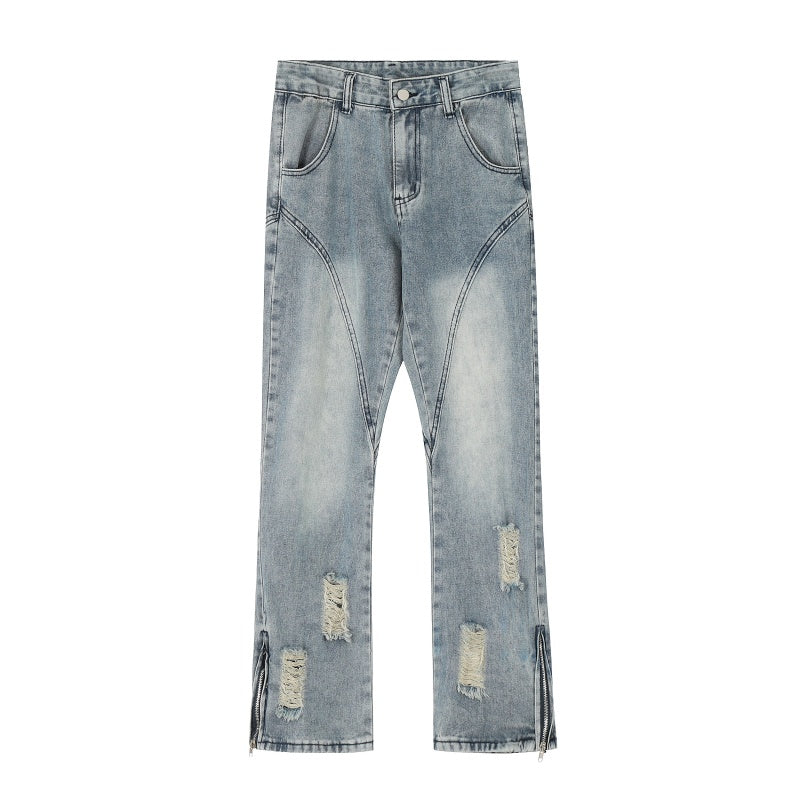 American-style streetwear harem pants Vintage washed spliced seam silhouette