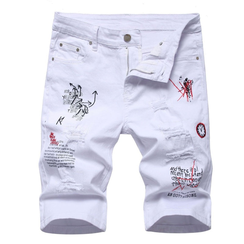Denim shorts High-quality trendy casual pure cotton Non-stretch plus-size men's clothing