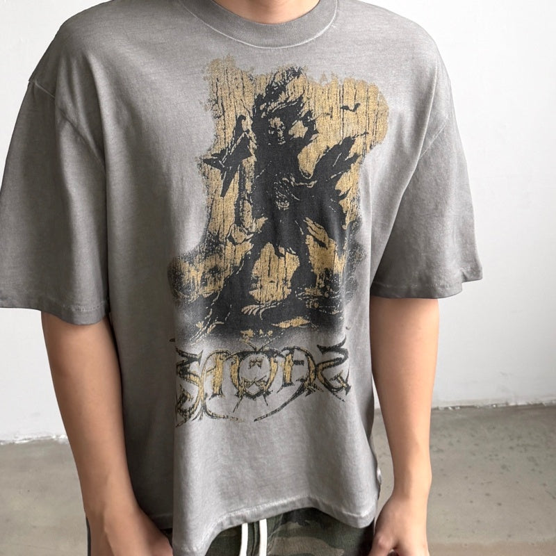 Unisex Vintage T Shirts Saint x Purpose Tour "Rock Demon" Limited Edition: Single-stitch construction, special enzyme-wash and pigment-dyeing process, and American-style plastisol ink printing.