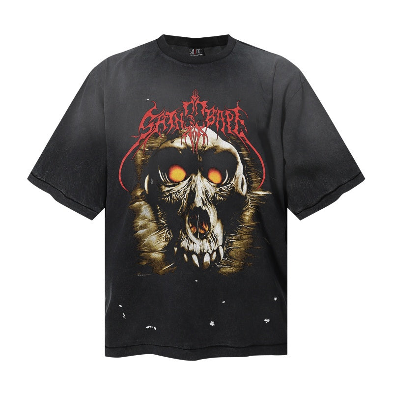 Saint Michael T Shirts Oversized Black Death Metal Horror Skull Graphic