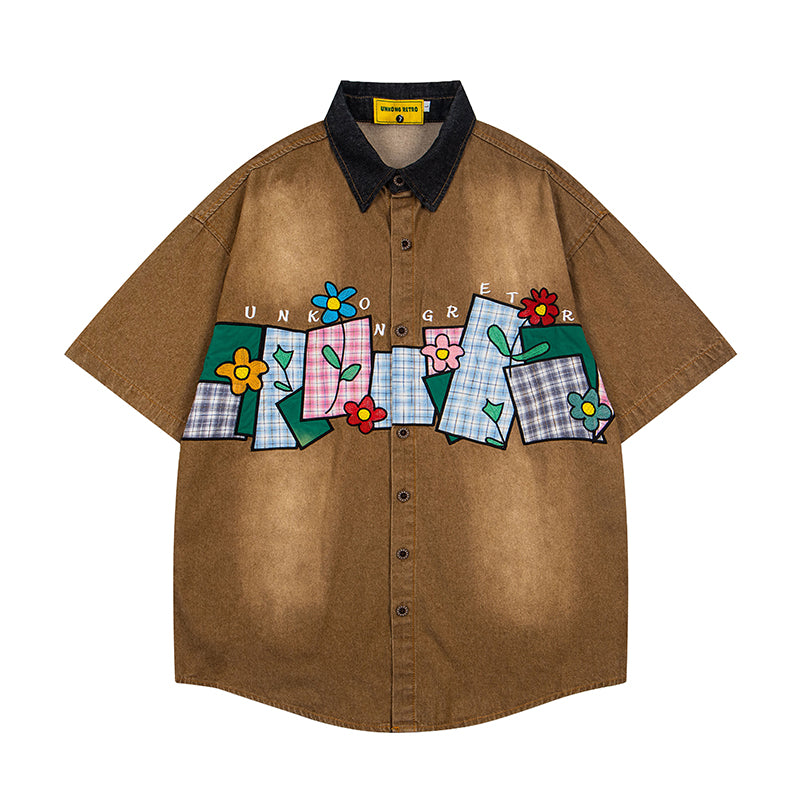 Unisex vintage T-shirt Polo shirt with a stand-up collar