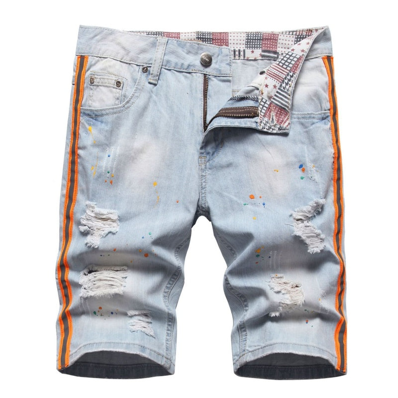 Denim shorts High-quality trendy casual pure cotton Non-stretch plus-size men's clothing