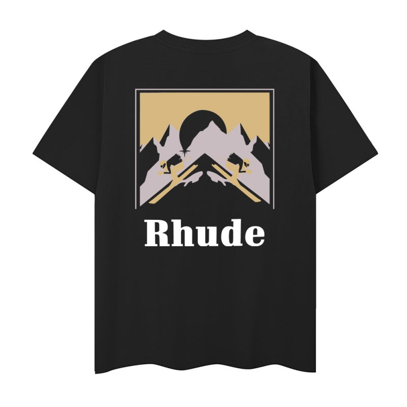 RHUDE T Shirts Vintage Mountain Brand Motif