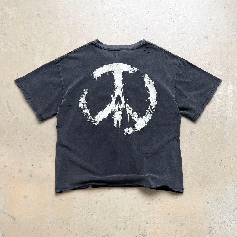 Unisex Vintage T Shirts CHOOOSELF 26SS "HELL WAS FULL SO I'M BACK" Limited Edition – Heavyweight, Washed, Distressed, and Destroyed Streetwear T-Shirt (Boxy/Cropped Punk Style)
