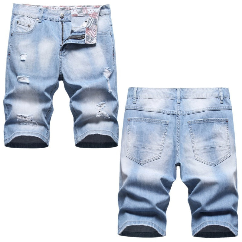Denim shorts High-quality trendy casual pure cotton Non-stretch plus-size men's clothing
