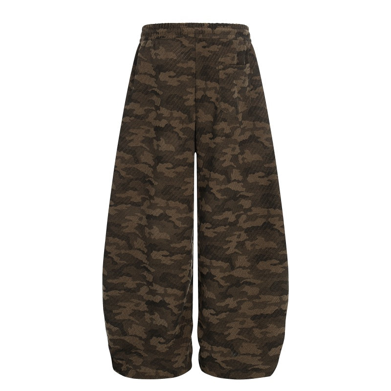 American-style streetwear harem pants Textured Camo Number Patch Baggy Pants