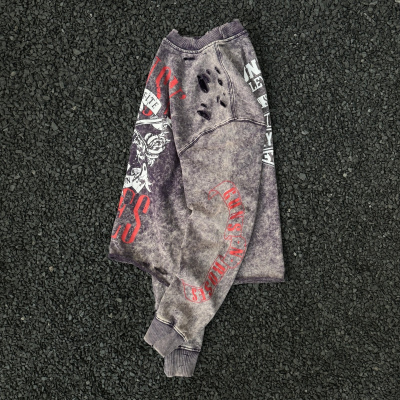 Unisex Vintage  sweatshirt Guns N' Roses x Harley-Davidson Tour Limited Edition Crewneck Sweatshirt – Heavyweight, Washed & Distressed Finish