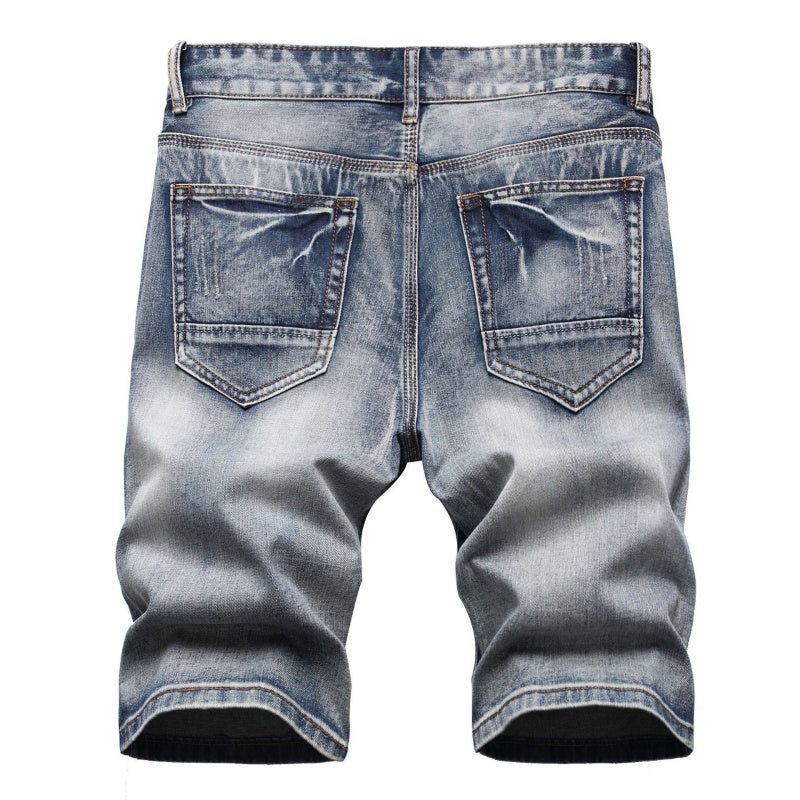Denim shorts High-quality trendy casual pure cotton Non-stretch plus-size men's clothing