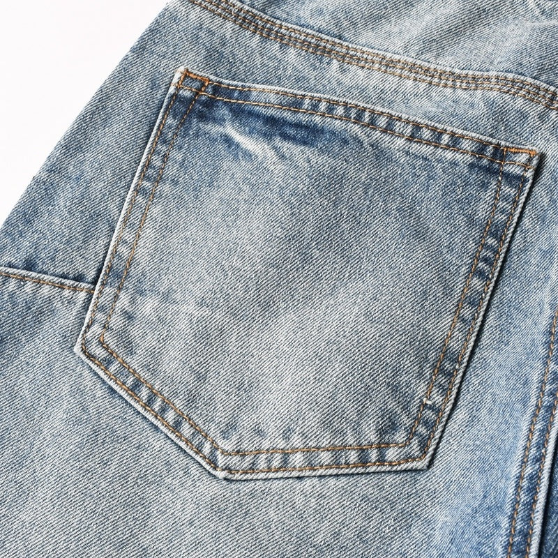 Purple brand Jeans High-quality pure cotton streetwear trousers Rhinestone-embellished loose straight-leg trousers