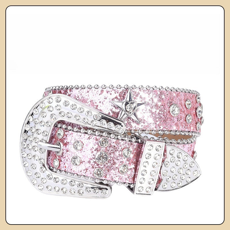 Hip-hop punk rhinestone belt kidsy2k five-pointed star decoration