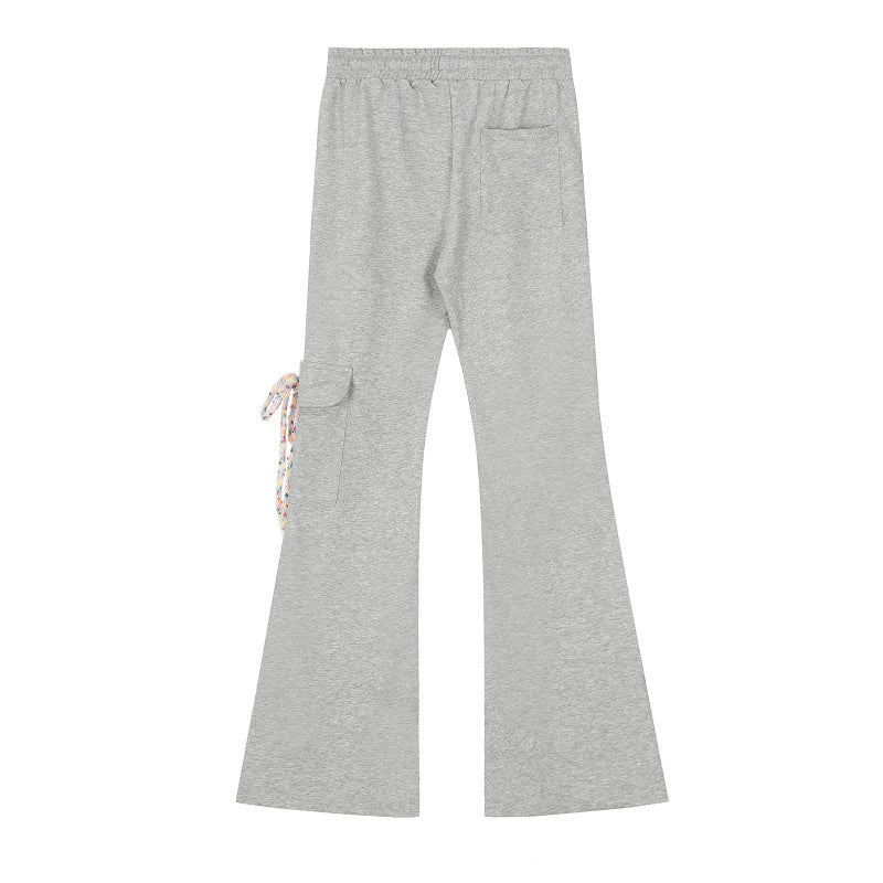 American-style streetwear harem pants Solid tone relaxed fit stretch flare pants