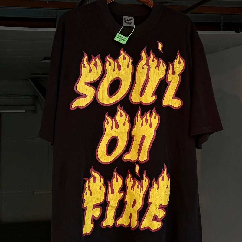 Unisex Vintage T Shirts "Soul on Fire" Limited Edition — Heavyweight Washed & Distressed Finish